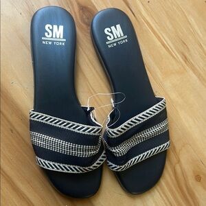 SM New York Navy Blue and Tan Sandals